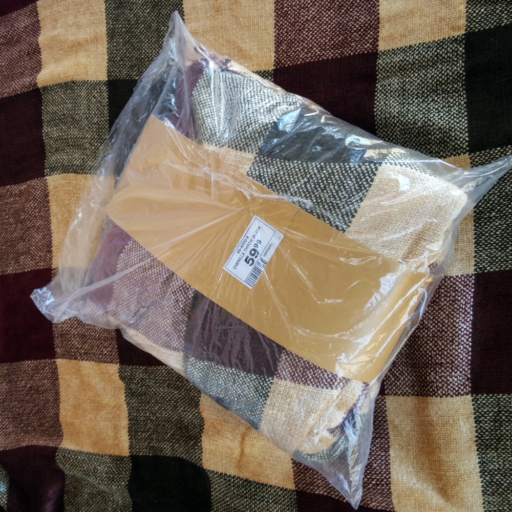 VTG 90s Classic Plaid Chenille Throw, Factory Sealed New Old Stock